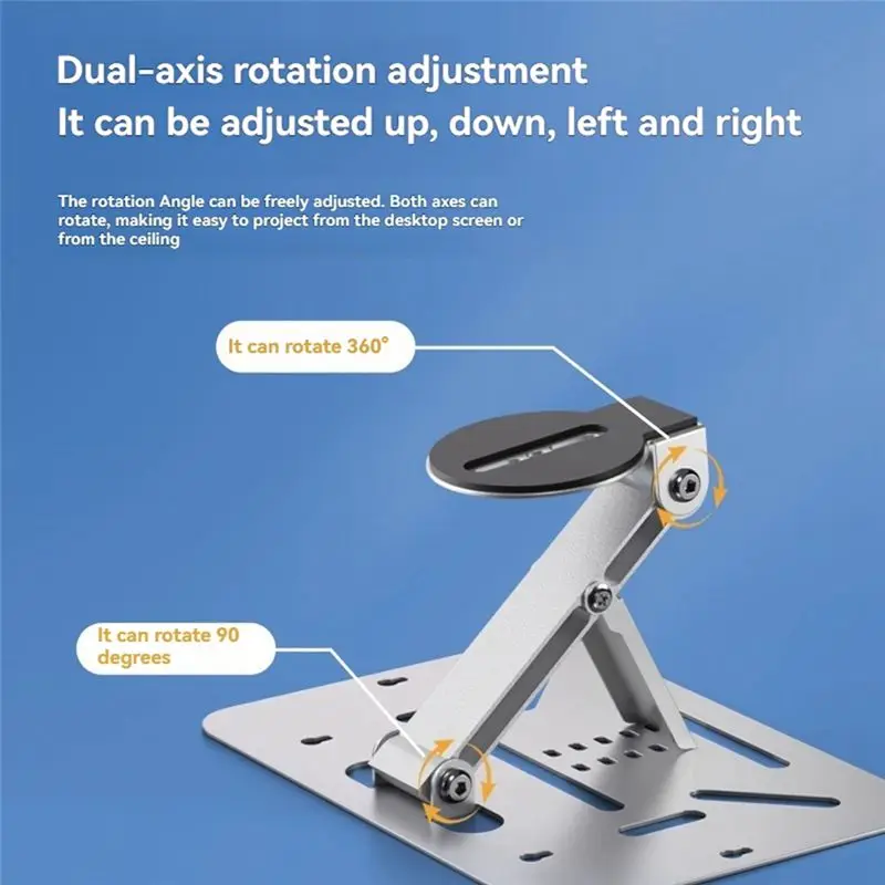Universal Projector Bracket Desk, Ceiling And Wall Mount Bracket Adjustable Projector Stand With 1/4 Inch Screw Silver