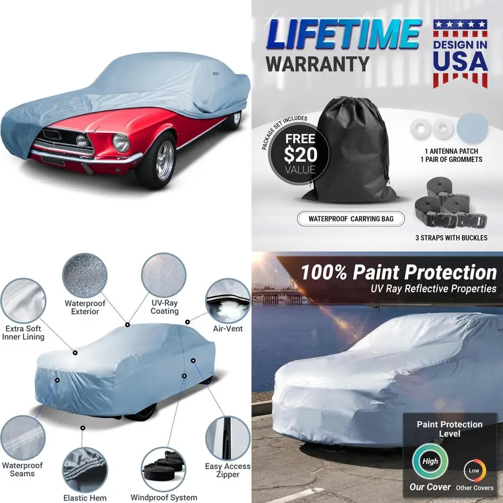

Custom Car Cover Waterproof All-Weather Protection for 1964-1968 Ford Mustang, UV Sun and Snow Rain Protector, Full Exterior Wea