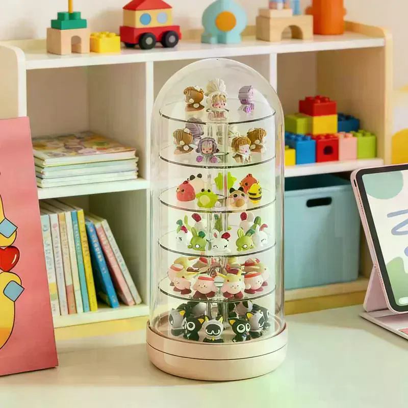 Transparent Rotating Box Display Box - Multi-Layer Large Capacity Storage With Cover, Desktop Shelf For Hand Models