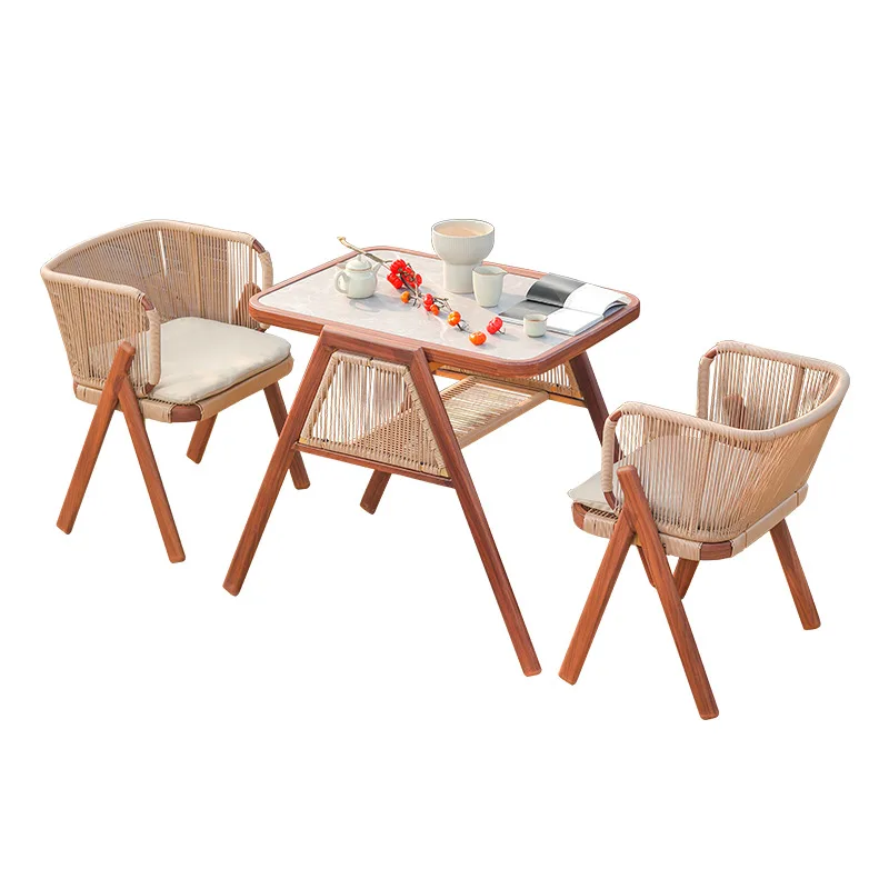 

Small table and chair courtyard garden leisure tea combination new Chinese style