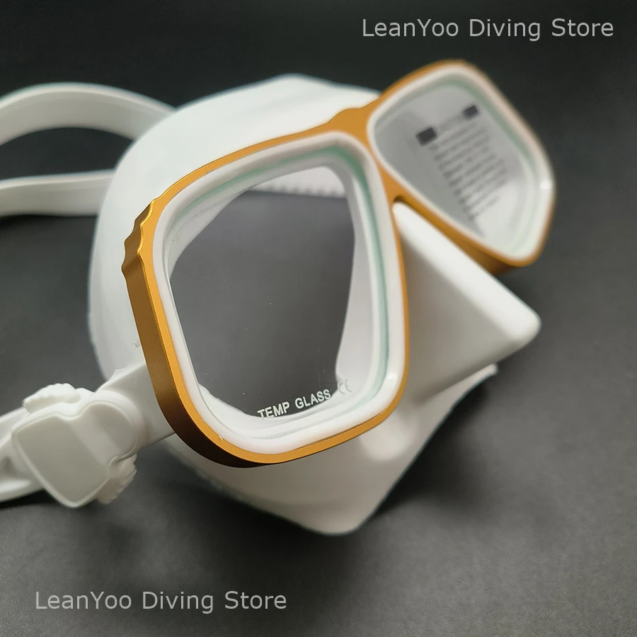 قناع غوص بإطار من سبائك الألومنيوم الفاخر، نظارات غوص منخفضة الحجم مع حزمة أنبوب الغطس الرطب من السيليكون في صندوق بسحاب أسود #4