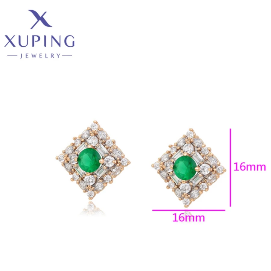 Xuping Jewelry New Arrivals Trendy Elegant Geometry GoId Color Crystal Stud Earrings for Woman Gifts X000754332