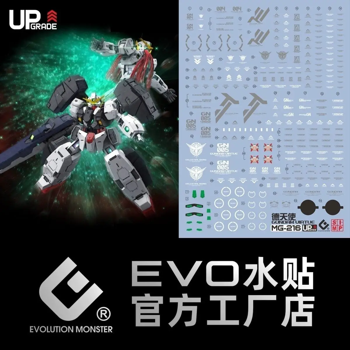 Флуоресцентные высокоточные водные наклейки для модели EVO MG 1/100 Virtue Dynames Nadleeh Mecha Tieria Custom
