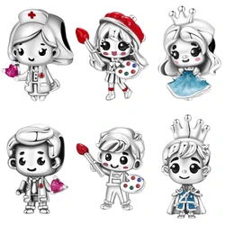 Orstarry 925 Sterling Silver Cartoon Character Nurse Beads Fit Women Bracelets Charms DIY Birthday Party Gifts Jewelry Accessory