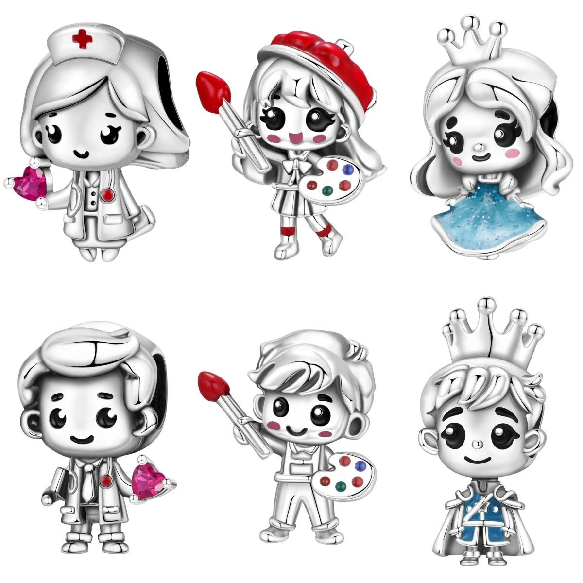 Orstarry 925 Sterling Silver Cartoon Character Nurse Beads Fit Women Bracelets Charms DIY Birthday Party Gifts Jewelry Accessory