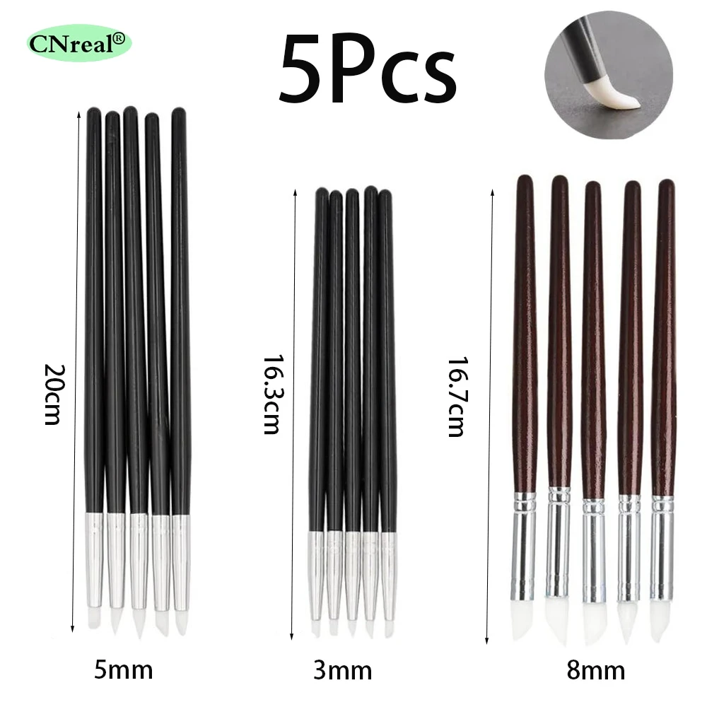 

5 Pcs/Set Dental Silicone Shaping Pens Composite Tip Resin Brush Pens For Adhesive Composite Cement Porcelain Teeth Whitening