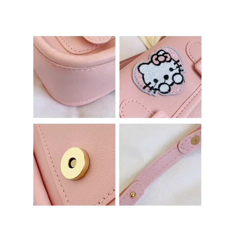 Sanrio Kulomi bolso de mensajero para niña, mochila de hombro de Color sólido con dibujos animados de Anime, Hello Kitty, bolsa cuadrada pequeña de viaje