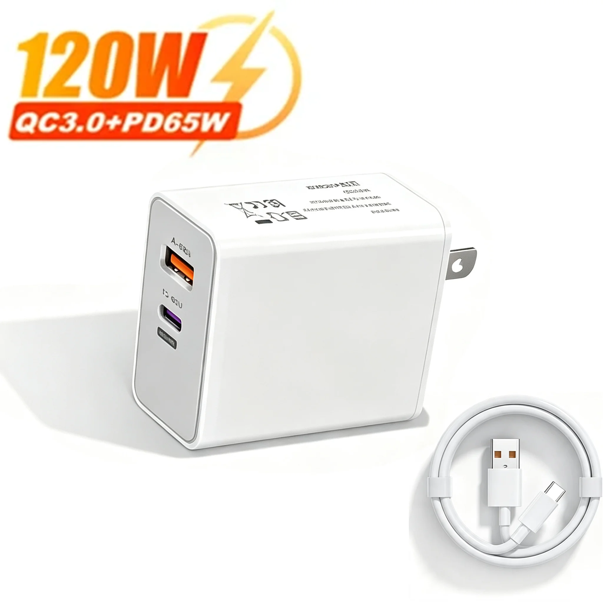 120W Fast Charger USB Type C PD Cable Fast Charging Quick Charge 3.0 Adapter For iPhone For Xiaomi For Samsung Pixel Cellphones