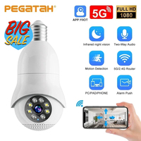 BIG SALE 5G Wifi PTZ Camera Panoramic E27 Bulb Night Vision Full Color Motion Detection Two-way Audio Security IP Camera