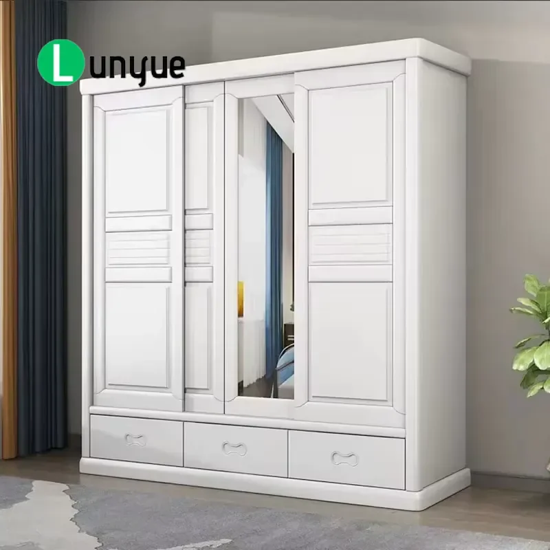 Modern Solid Wood Bedroom Furniture Set with Assembled Clothing Storage Rack for Home Hotel Hospital Villa Modern Storage