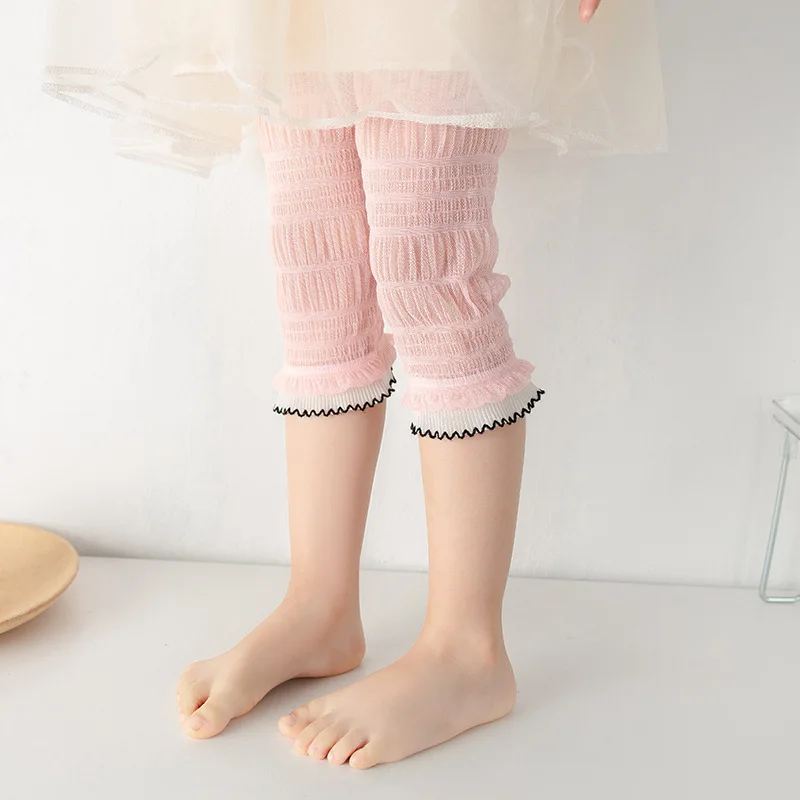 Children Summer Thin Leggings Cotton Elastic Breathable Transparent Sweet Cute Lace Toddler Baby Girl Trousers Kids Girls Pants