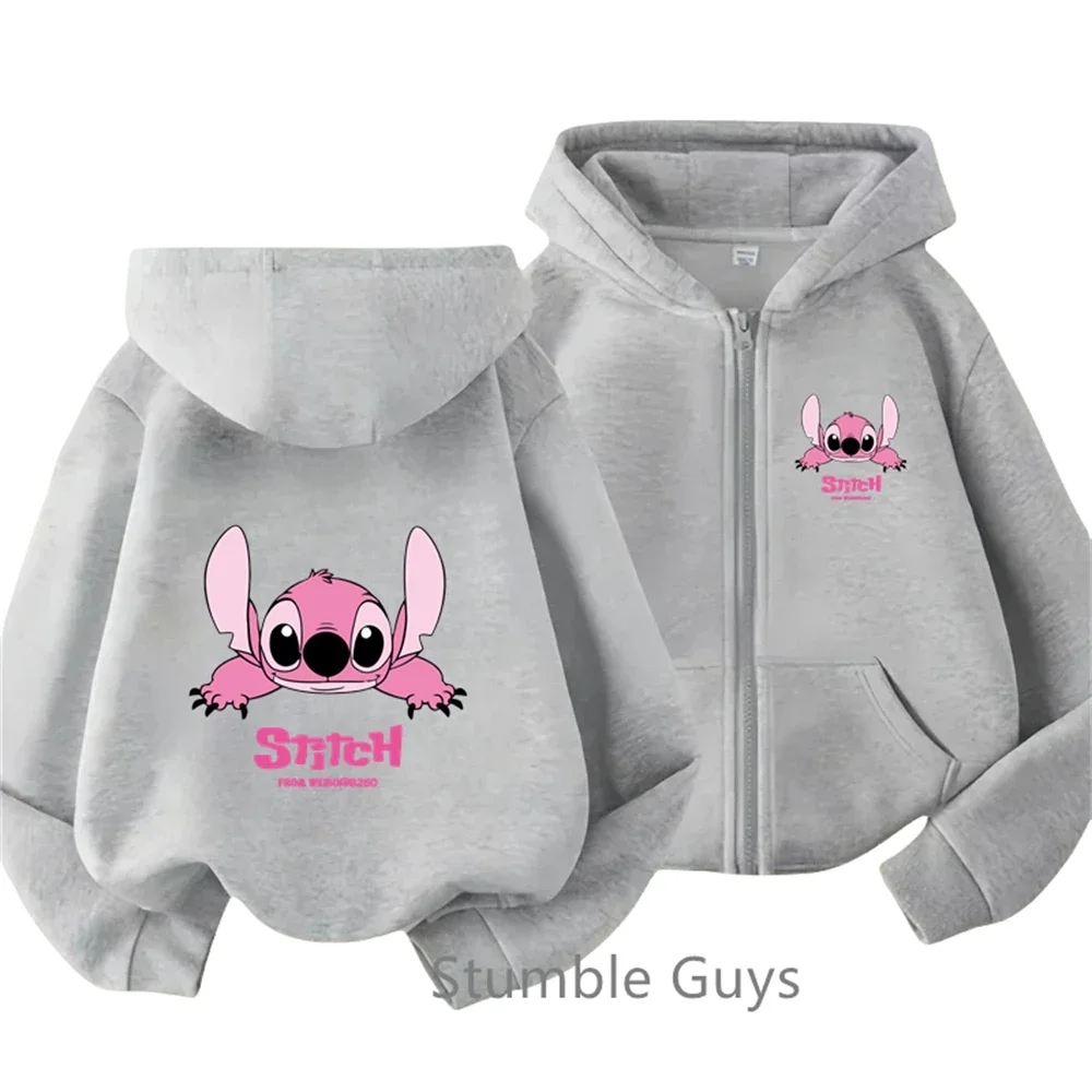 Fashion Kawaii Lilo Stitch Hoodie Kids Clothes Girls Clothing Baby Boys Clothes Autumn Stitch Zipper Sweatshirt Children Tops