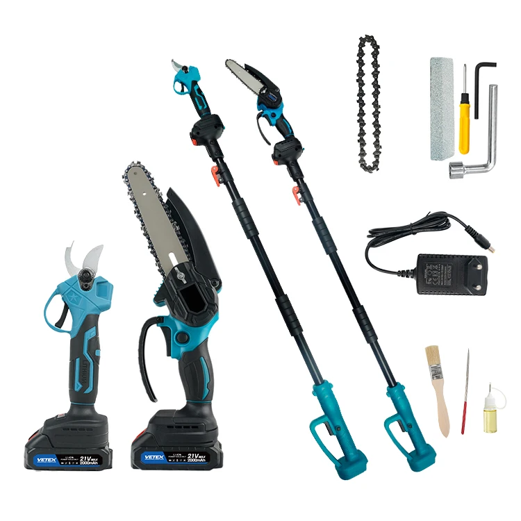 Bulk Lithium Battery Powered 2000mAh Electric Tree Pruner Long Reach High Branch Extension Telescopic Pole Cordless Chainsaw