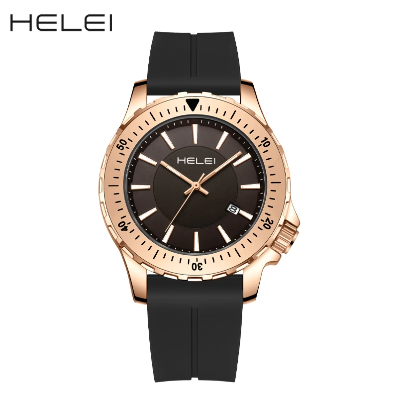 HELEI Fashion new sports casual quartz watch date magnetic silicone luminous strap men's wristwatch