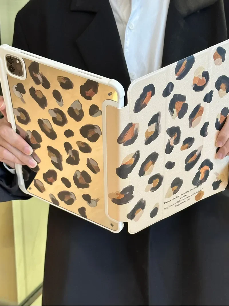Leopard Print Y2K Girl Mirror Cover For iPad Pro 13 11th M5 M4 12.9 A16 10 8 7 9th 10th For Ipad Air 11 M2 M3 Mini Tablet Case
