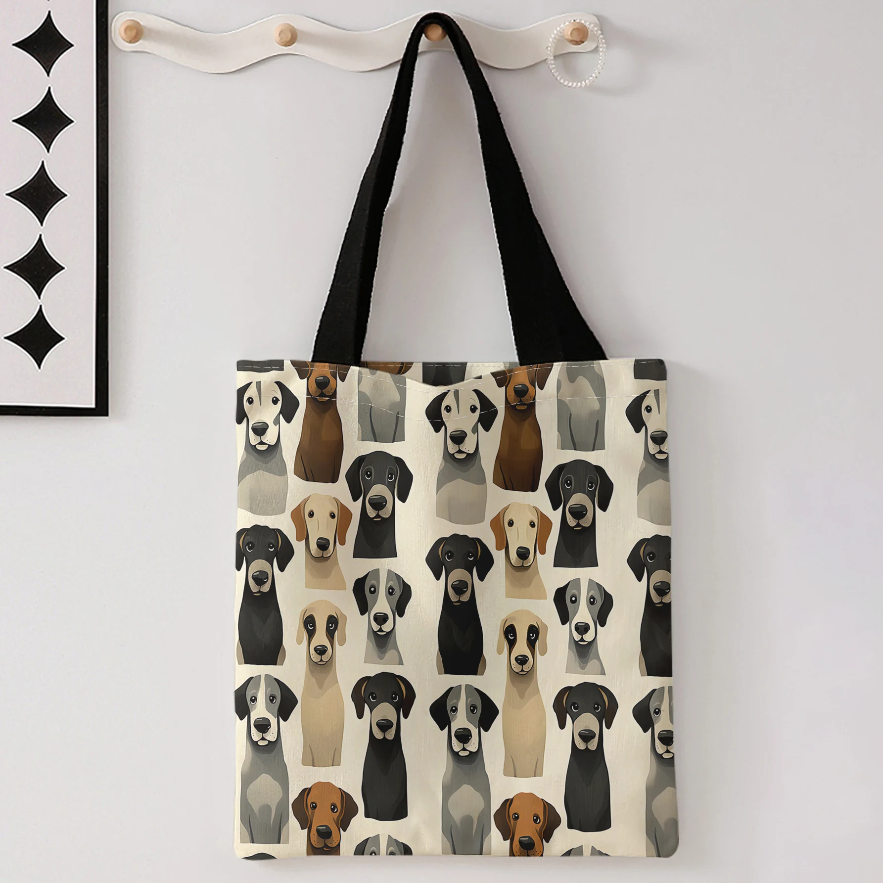 Dog Head All Over Print Tote Bag Large Capacity Shoulder Bag For Shopping Travel Daily Use
