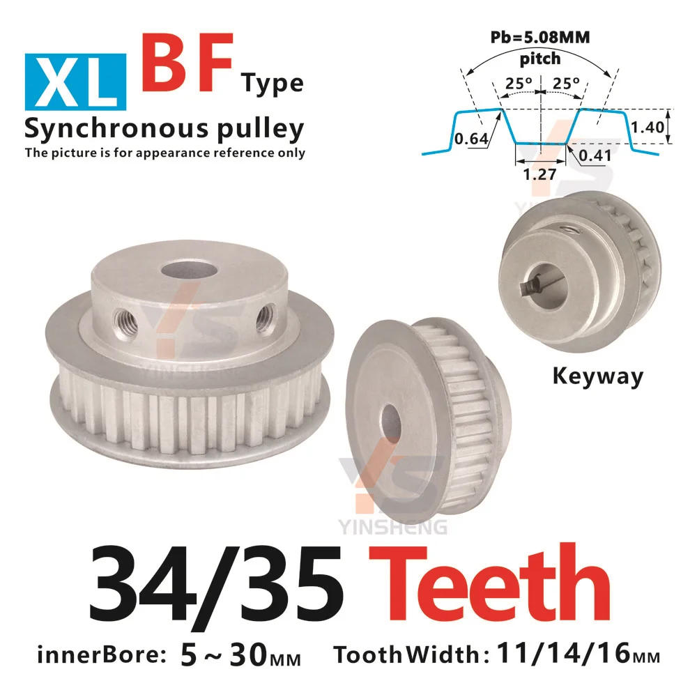 XL Type 34T 35 Tooth CNC machine Belt Pulley tooth width 11 14 16 MM Keyway Bore 4 - 20 MM DIY 3D parts Alloy Synchronous wheel