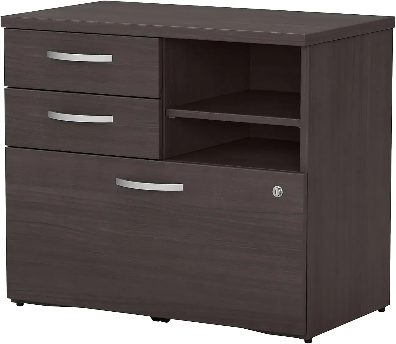 Studio C Office Storage Cabinet with Drawers and Shelves, Storm Gray (SCF130SGSU)