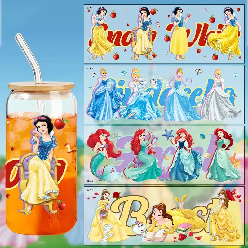 For Princess Dtf Stickers UV Packaging Printing Crystal Gifts Student Cartoon Snow White Cinderella Aurora DIY Creative Stickers