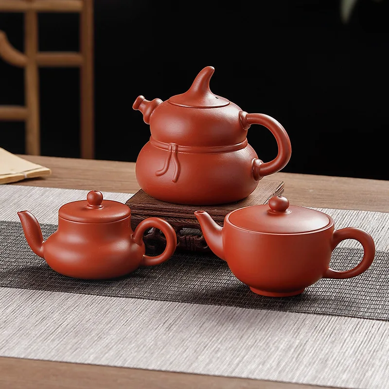 

110ml Chinese Yixing Purple Clay Teapots Famous Handmade Dragon Pattern Xishi Tea Pot Raw Ore Dahongpao Kettle Zisha Tea Set