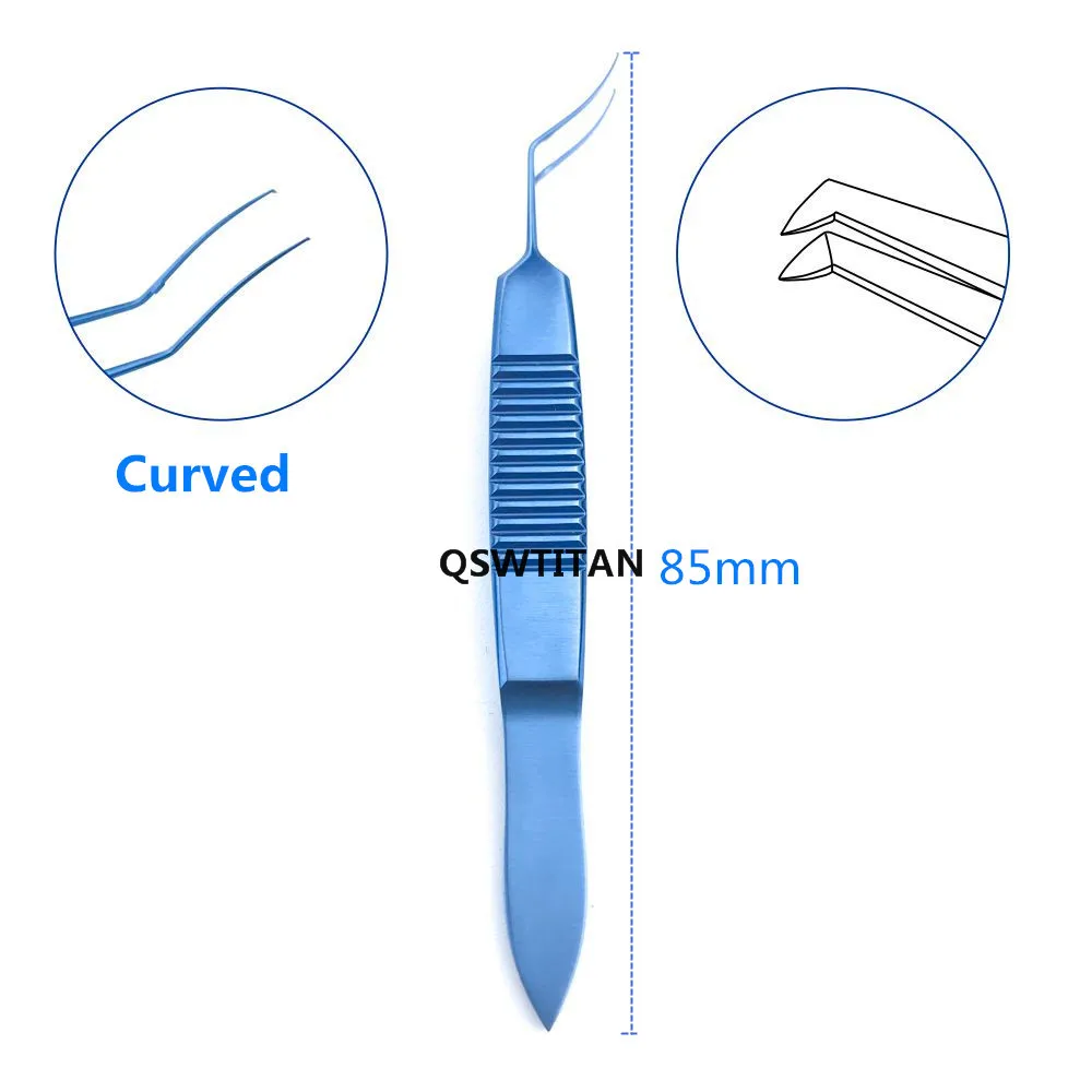 Titanium Capsulorhexis Forcep Ophthalmic Forceps Ultrata Style  85mm Angle curved head Eye Surgical Instruments