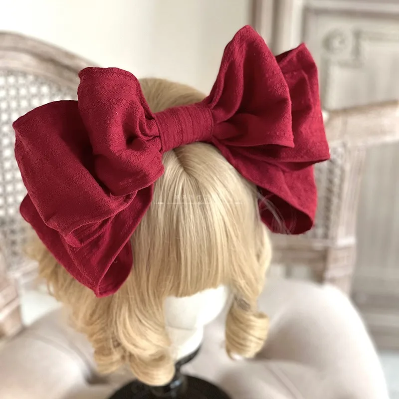 Original handmade Lolita headdress pure cotton with macaron headband big bow hair color pure cotton kc hair accessories