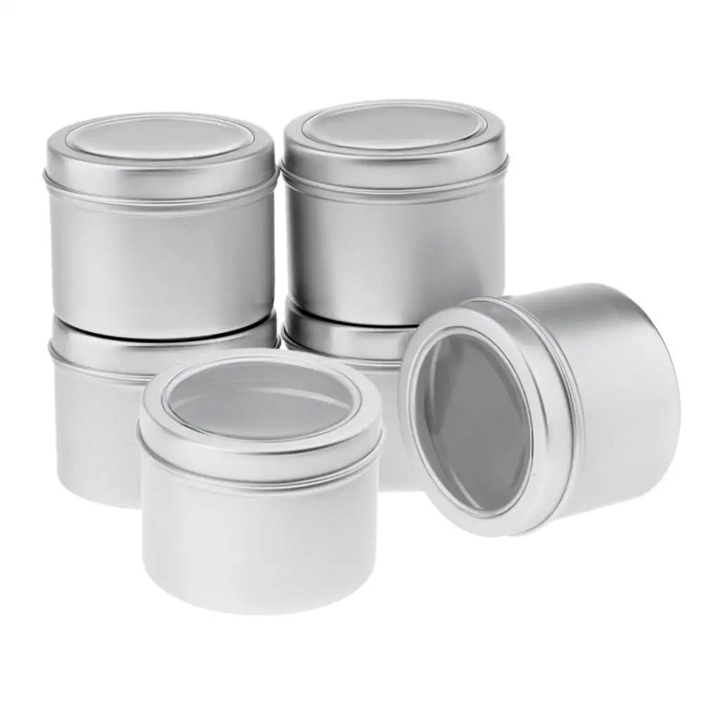 6X Aluminum Round Tin,Jar,Bottle,Can,Storage Container W/ Screw Lid