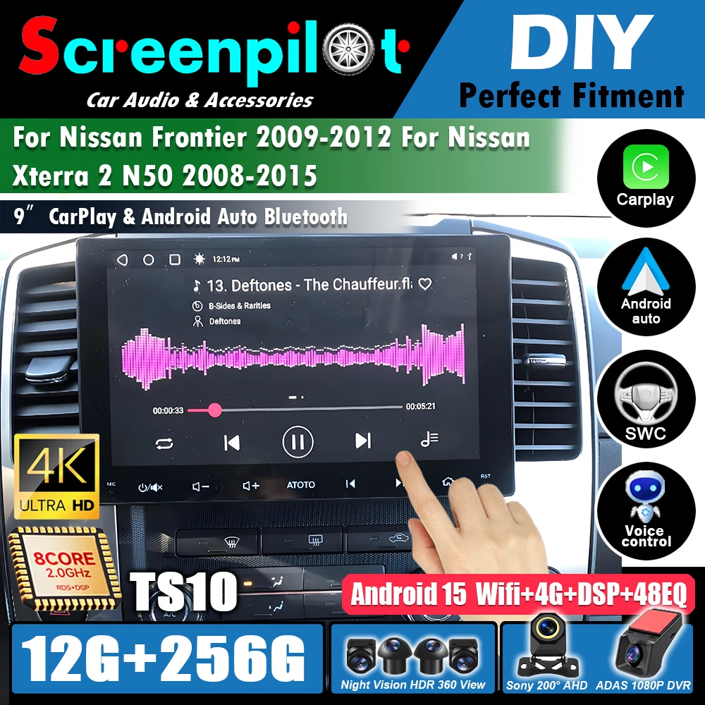 Radio de coche CarPlay Android Auto para Nissan Frontier 2009 - 2012 para Nissan Xterra 2 N50 2008 - 2015 sistema de navegador para coche