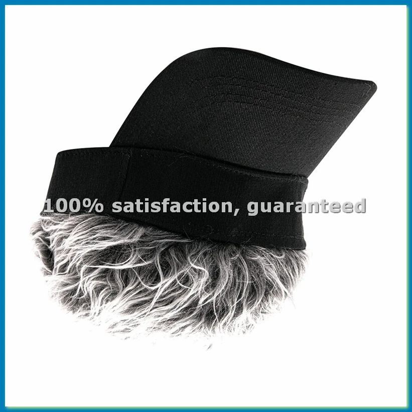 Unisex Fashion Wig Caps Concise Sun Visors Street Hip Hop Baseball Cap Sun Snapback Hats Fake Hair Casquette Black+Gray-ABFB