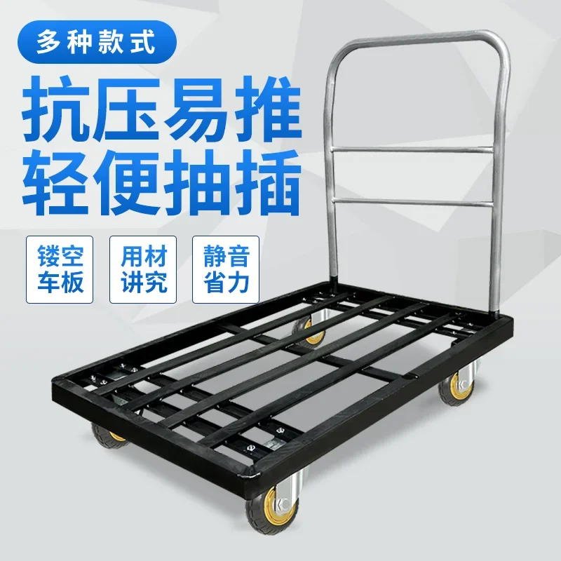 Small square tube carts for pulling goods hand carts for transporting goods household flatbed trucks portable trailers for