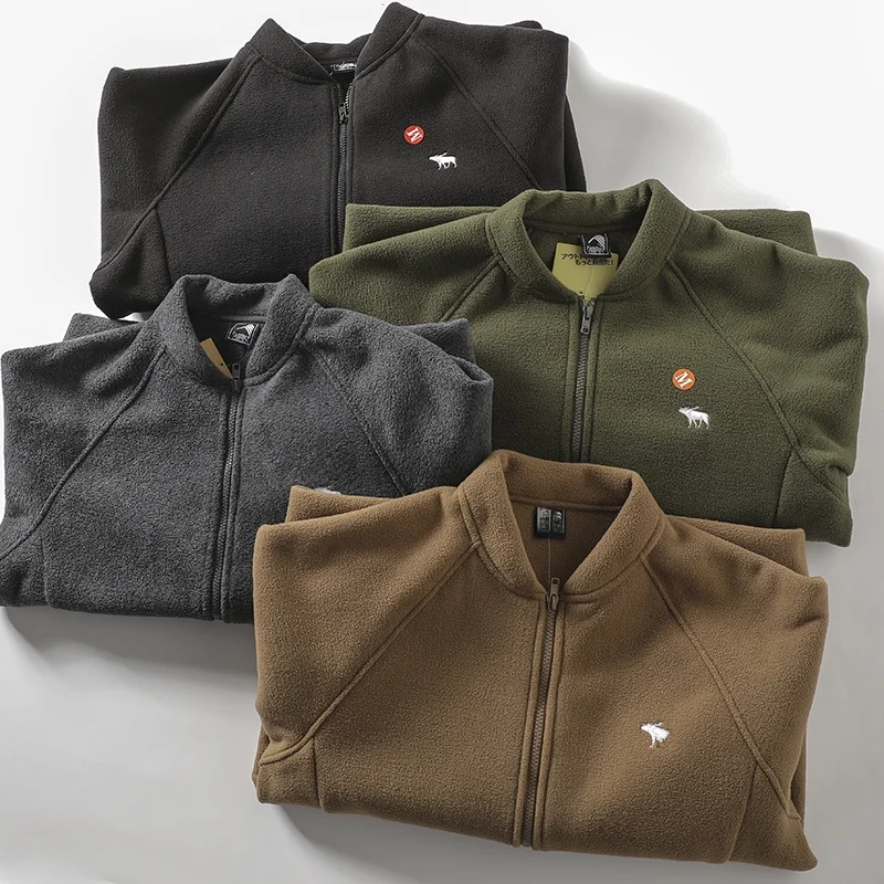 

Осенне-зимняя утепленная куртка с бейсбольным воротником для мужчин, повседневная универсальная куртка на флисовой подкладке, приталенный крой, длинный рукав, молодежный тренд