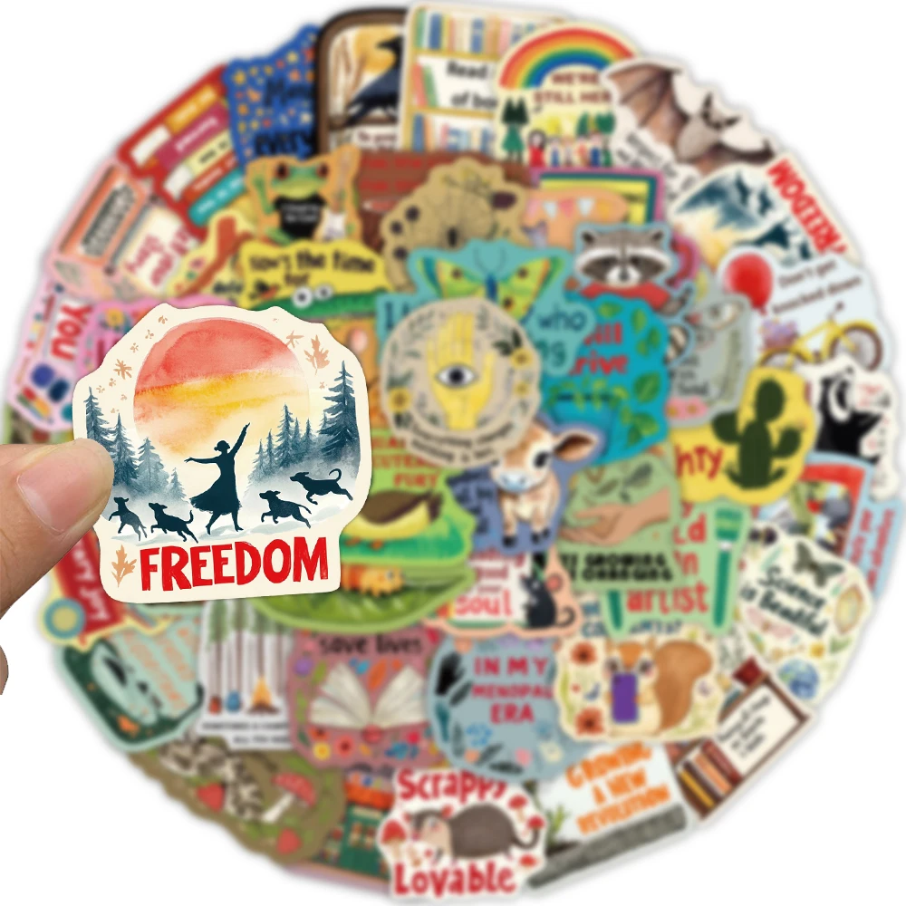 50PCS Cartoon Dopamine Inspirational Stickers Decorative Water Cups Guitar DIY Phone Case Luggage Laptop Waterproof Toy Stickers