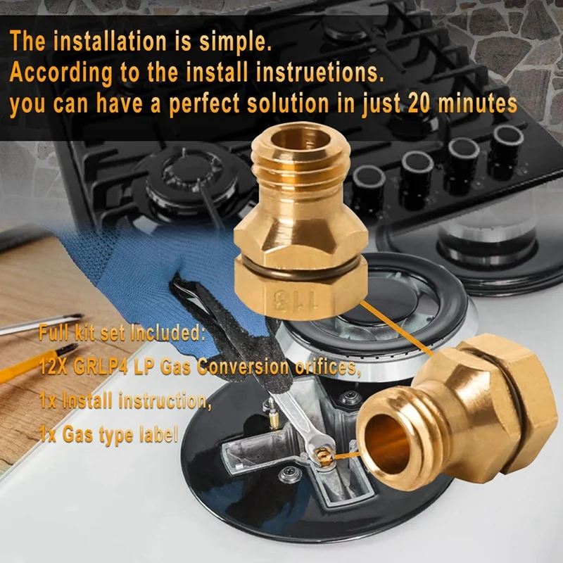 Комплект для преобразования GRLP4 LP, пропановый отверстие, комплект для преобразования газа в пропан, латунь, для ассортимента Frigidaire Kenmore Electrolux