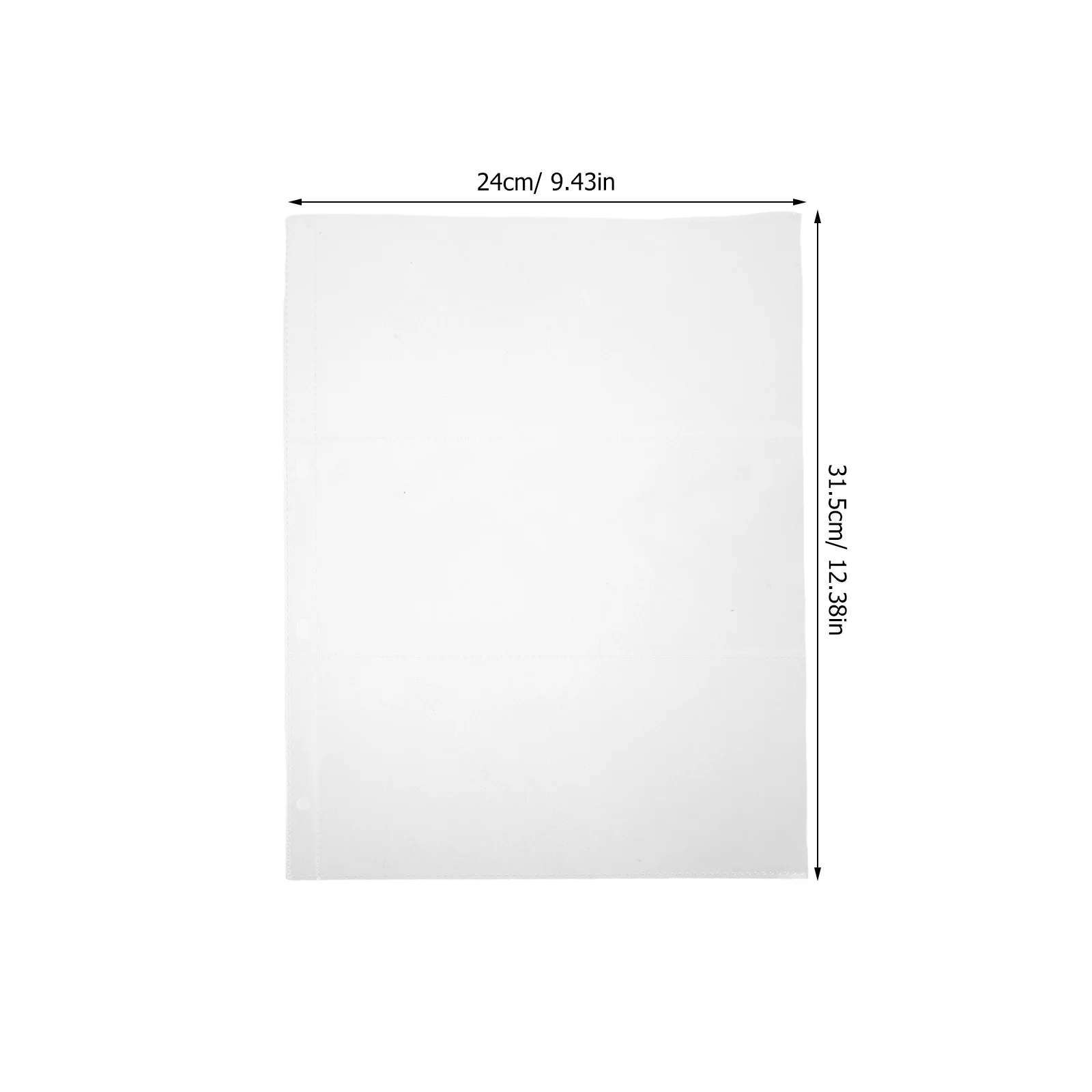 투명 리필 화폐 페이지 40개, PVC 4홀 3포켓 클리어 플라스틱 슬리브, 지폐 바인더, 지폐, 우표, 송장용