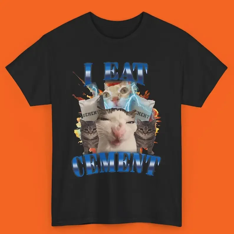 I Eat Cement Shirt Cursed Cat Funny Cat Meme Gift for Woman Stupid Gifts Ugly Shirts Sleeve T-shirts Fashion Aesthetic Clothes