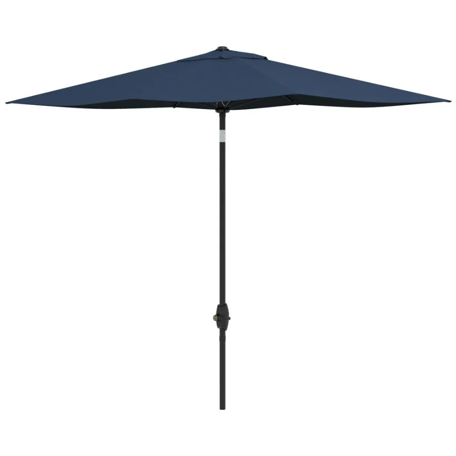 

6.6x10ft Rectangular Umbrella: Blue Patio Shade with Crank Tilt