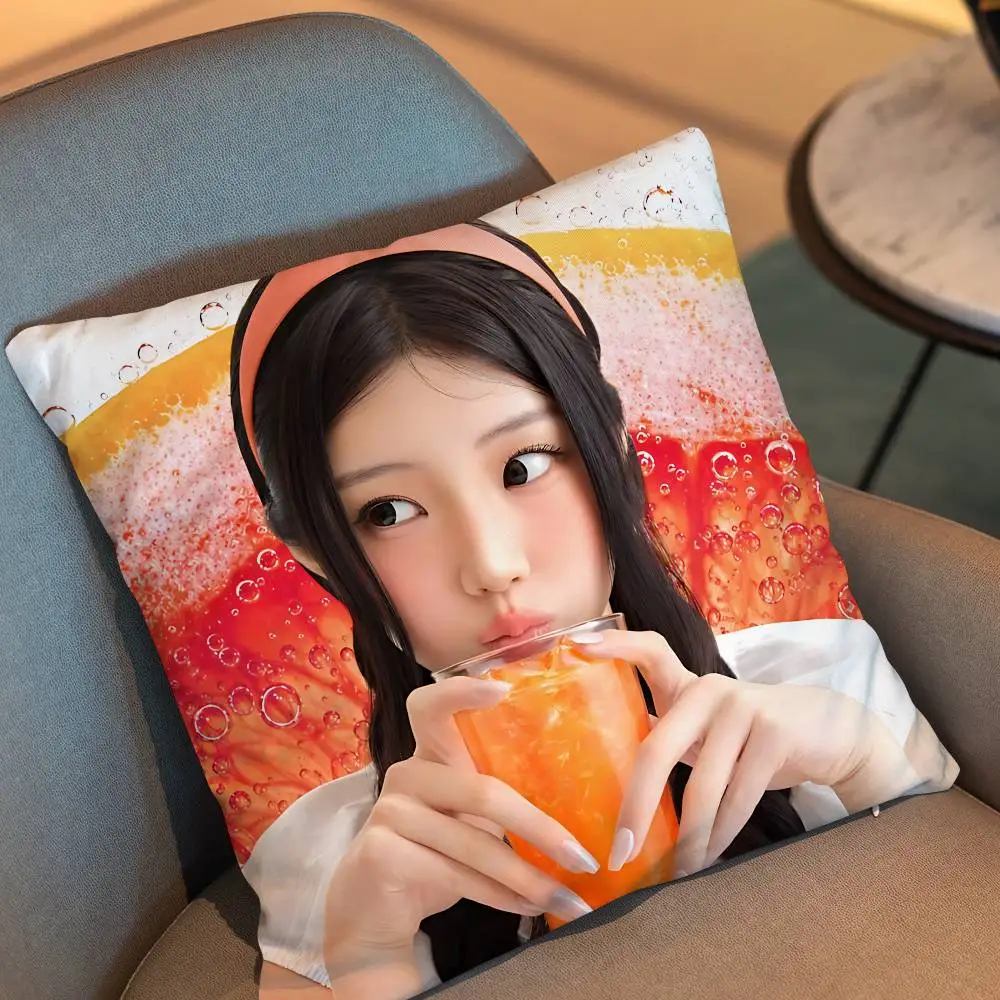 KATSEYE Beautiful ICONIC Pillow Case Anti-dustmite Pillowcase Invisible zipper silky short plush Sofa cushion cover