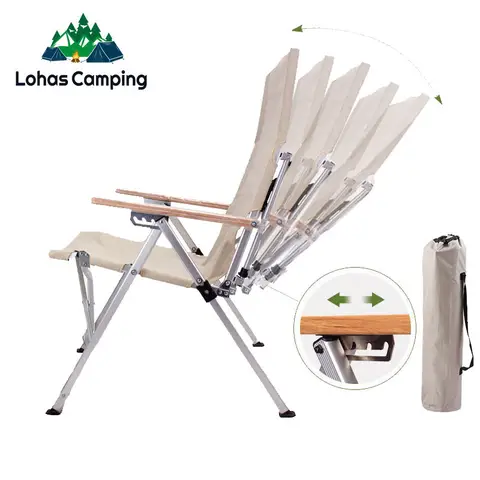 Lohascamping 알루미늄 합금 5단 각도 조절 캠핑 의자 – 접이식 휴식용 라운지 벤치