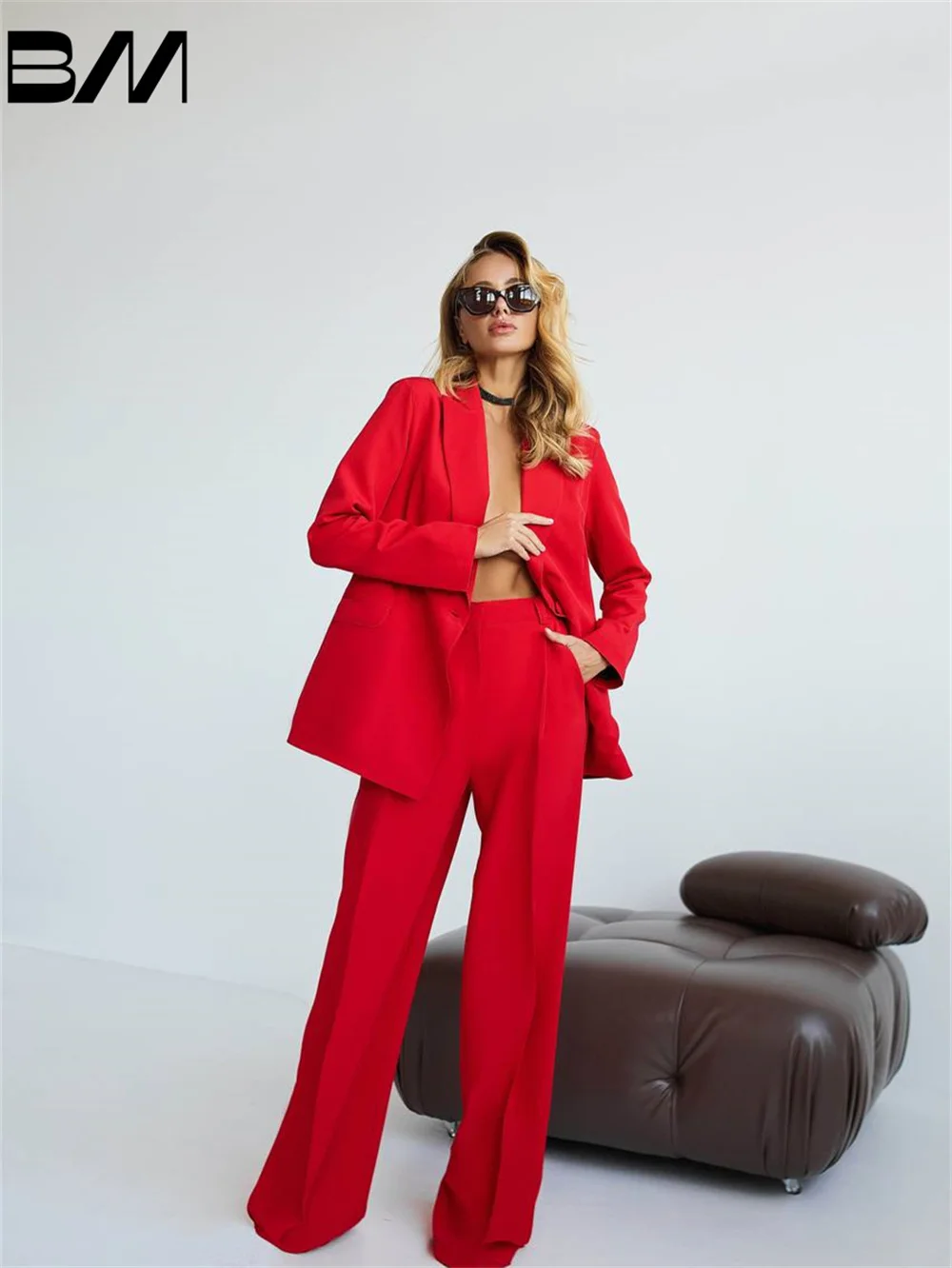 BRLMALL-Elegant Red Office Suits for Women, Pant Suits for Formal Occasions, Business Suits for Wedding Guest, 2025 Customized