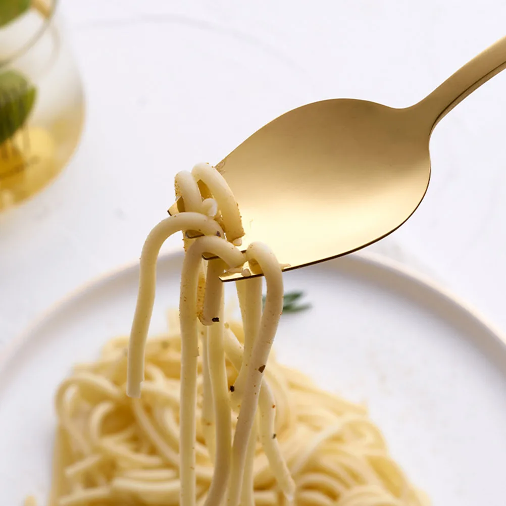 

6 Pcs Stainless Steel Fork Spoon Set Wear Resistant Lightweight Camping Travel Kitchen Supplies Dual Use Fruit Salad Forks Home