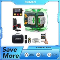 CIGMAN CM-S02 4x360° 16 Lines Laser Level, APP Control, LCD Screen, 40H Ultra Running Time, 7.4V 2600mAh Battery, IP54 IP Rating