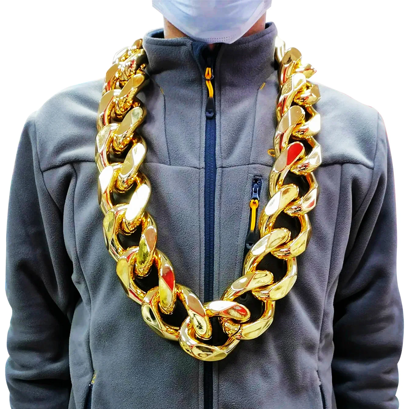 

FishSheep Hip Hop Gold Color Big Acrylic Chunky Chain Necklace For Men Punk Oversized Large Plastic Link Chain Men's Jewelry