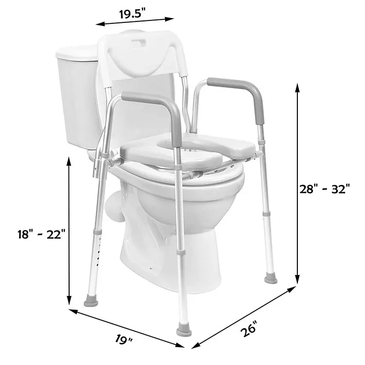 4-in-1 Adjustable Portable Bathroom Chair Raised Toilet Seat with Handle and bidet for Adult,Senior,Disabled