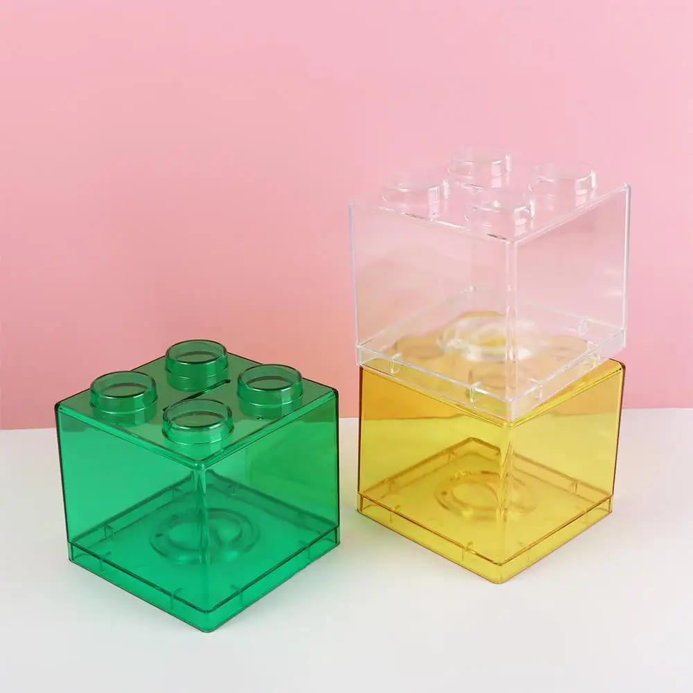 Transparent Colorful  Gift Cash Piggy Bank Home Decor Building Block Coin Box Storage Box Coin Bank Money Saving Box