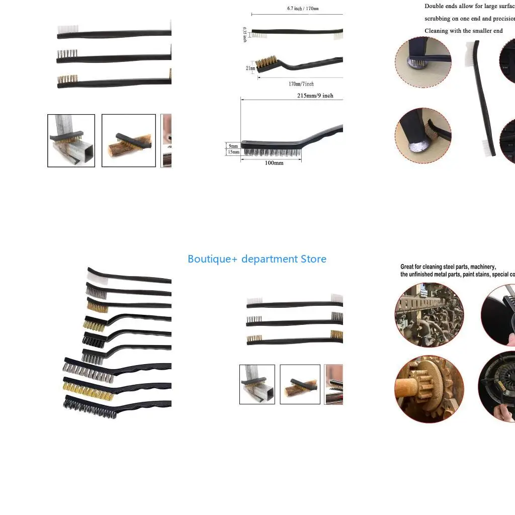 E1PD Wire Brush Set, Metal Rust Remover Brushes Handy Steel/Nylon/Brass Brush Set