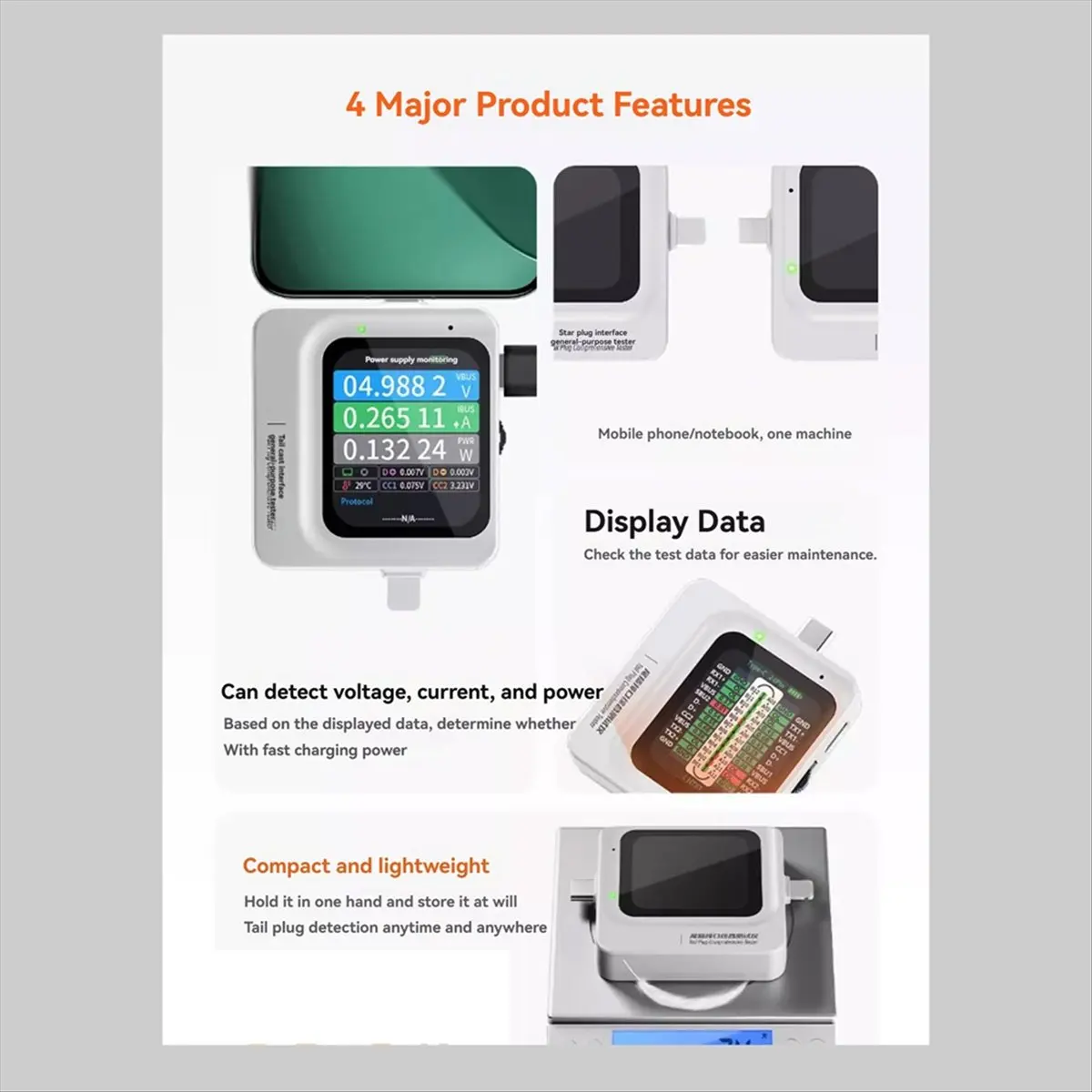 TNS360 الهاتف المحمول الذيل المكونات كاشف شامل 30V-5A كشف المسح التلقائي ل IOS TEYE-C #6