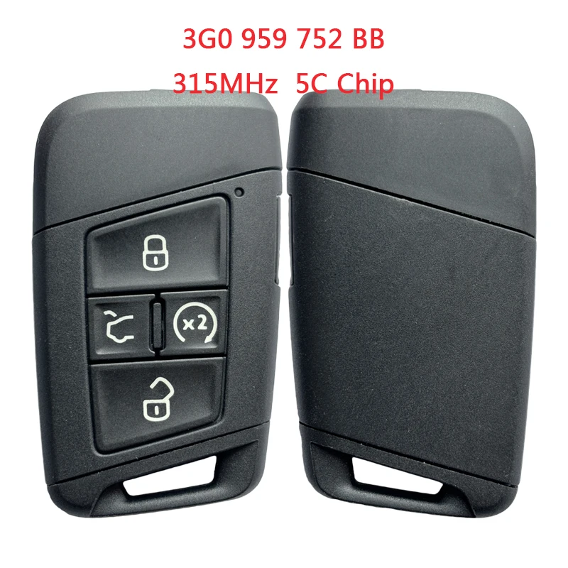 TX001133 Atlas Keyless Entry Remote 3G0 959 752BB 4+1 Buttons Smart Remote Control Car Key  315MHZ MQB 5C Chip FCC ID:KR5FS14-T