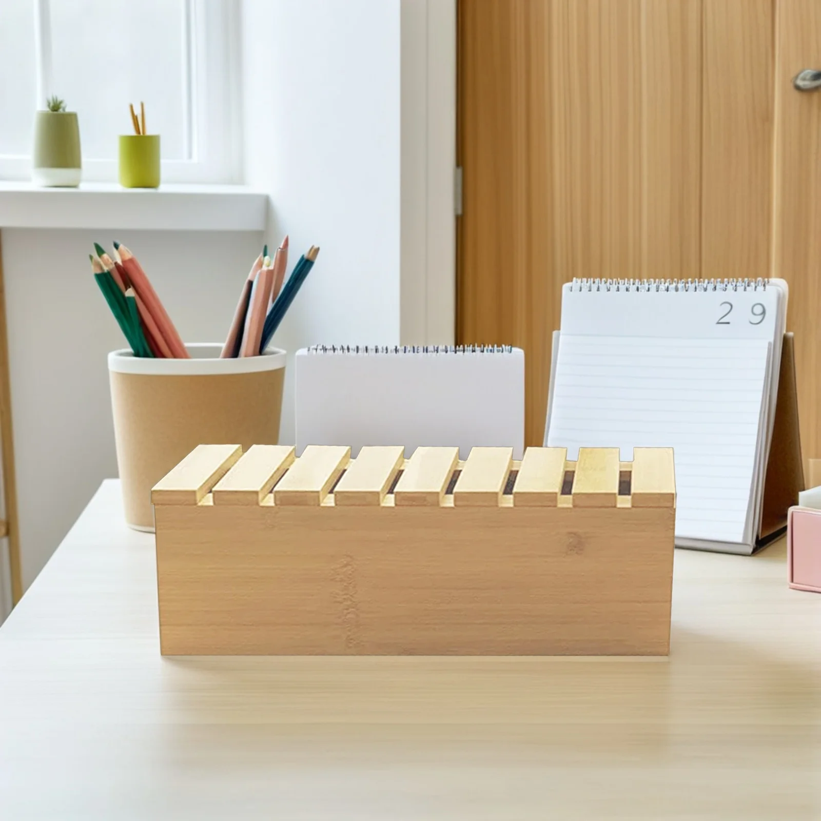 

Wooden Desk Organizer Cable Box Power Strip Cable Management Box Desktop Cord Organizer Phone Holder Office Home Use