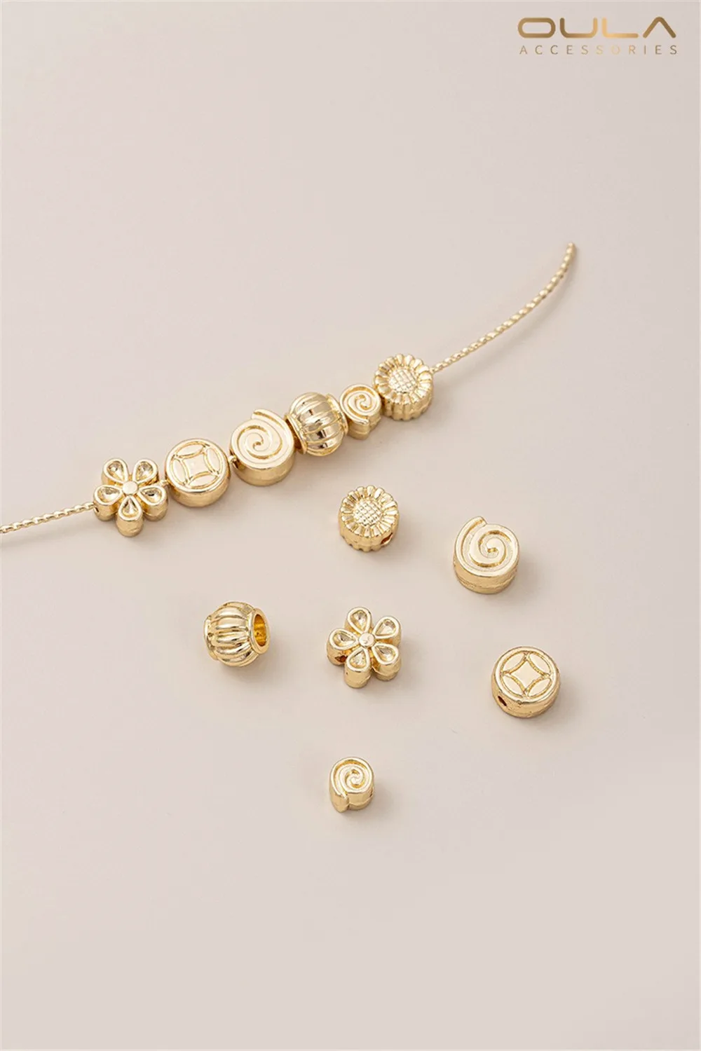 

14K Gold-plated Lollipops Small Daisies Lanterns Copper Beads Spacer Beads Hand-strung Beads Diy Jewelry Loose Beads Accessories