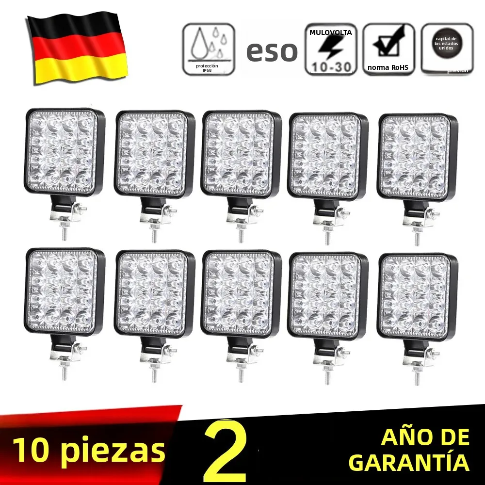 HAOLIDE - Juego de 10 Luces de Trabajo LED de 48 W, Mini, 6000 K, Blancas, para Camiones, Vehículos de Ingeniería, Automóviles, Uso Todoterreno, IP68, Luces de Conducción LED